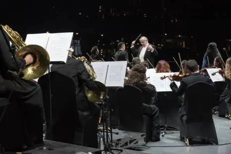 Orchestra playing on stage