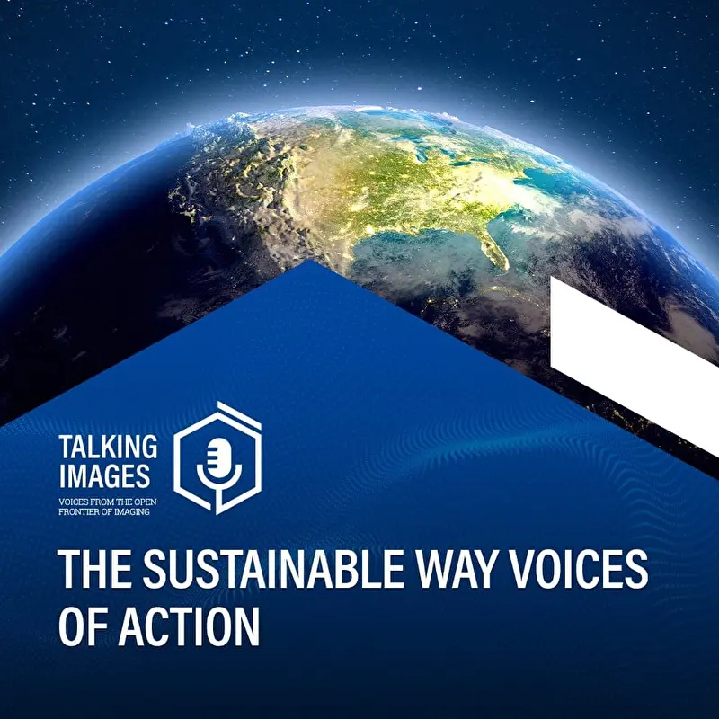 Globe in the background with the text: The sustainable way – voices of action