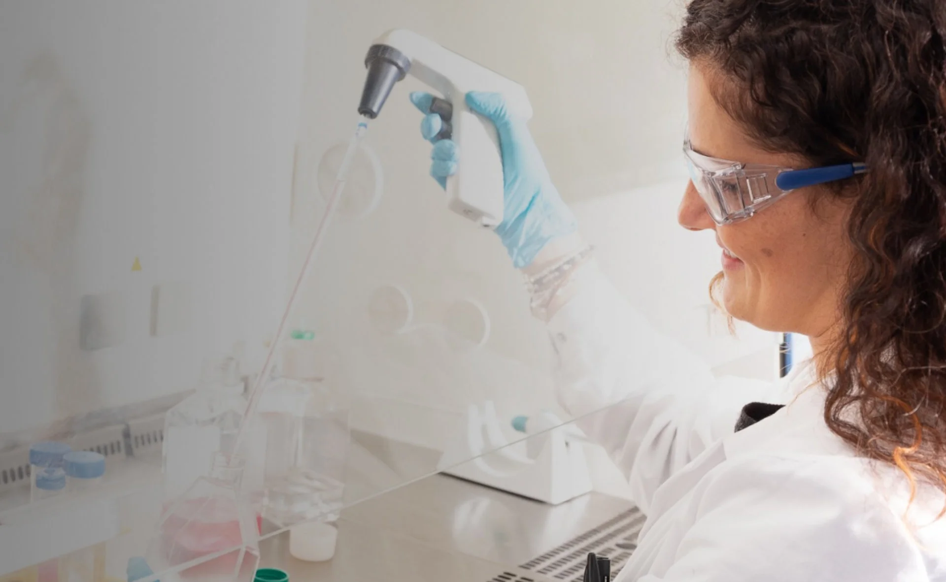 A researcher working in the lab